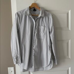 Eddie Bauer Black and White Striped Women's Button Down Shirt